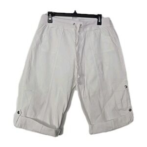 Real Essentials Womans Capri Size 12 White With Elastic Waist